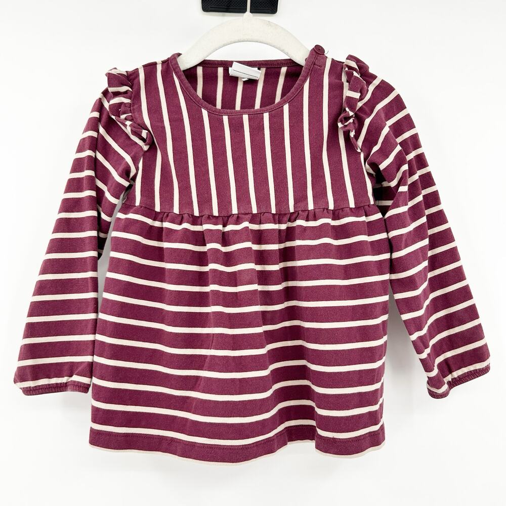 Polarn‎ O. Pyret Girls Organic Cotton Striped Long Sleeve Babydoll Top 1.5 - 2Y